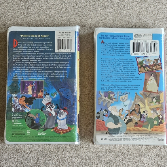 2 Walt Disney‎ Masterpiece Pocahontas and Pocahontas 2 VHS Clamshell New Sealed - Picture 2 of 5